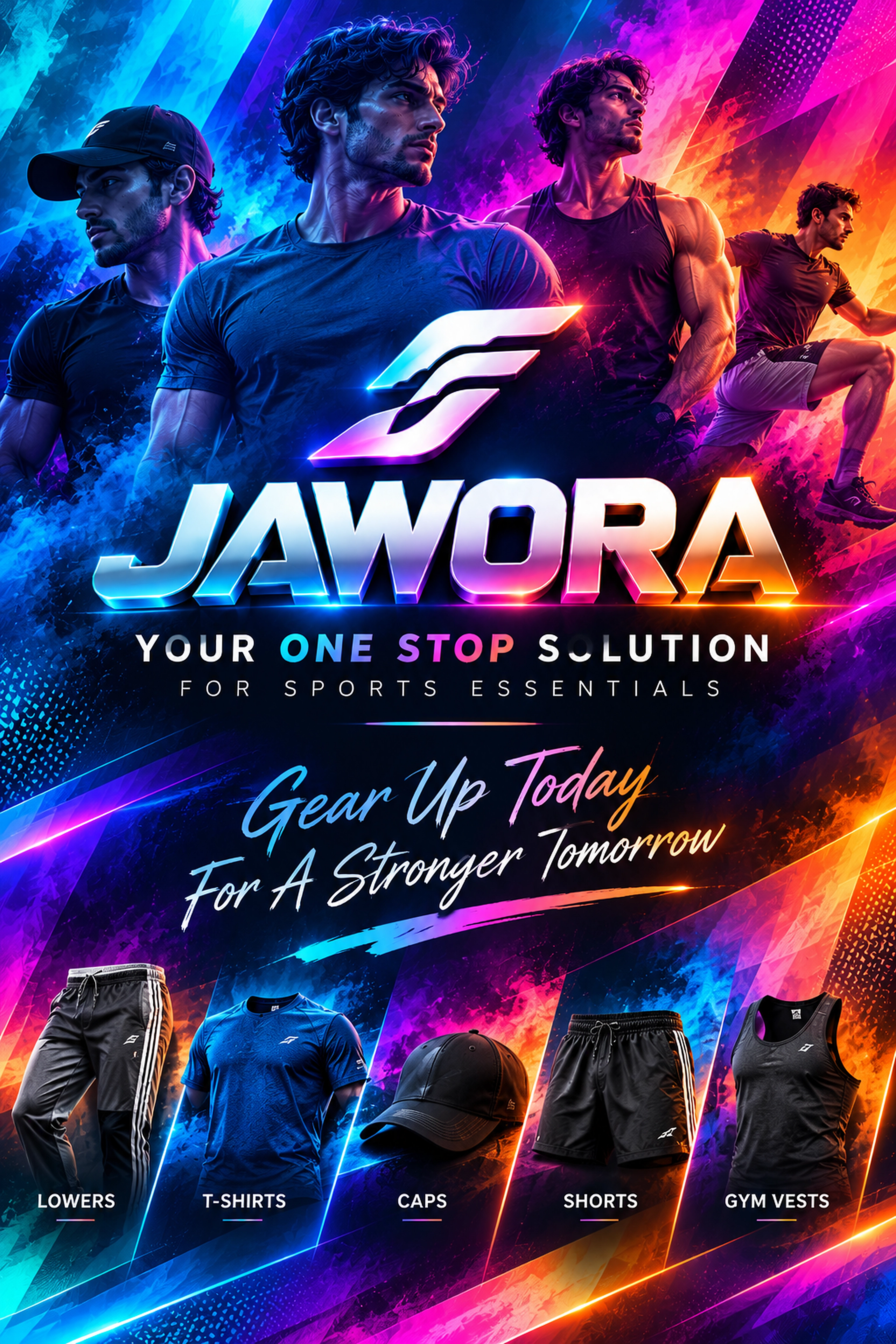 JAWORA third slide: neon brand poster